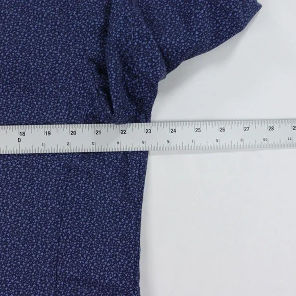 Au Noir Dress Shirt Men's Size 5 Blue Print Contrast Trim Stretch Button Down - Picture 7 of 16